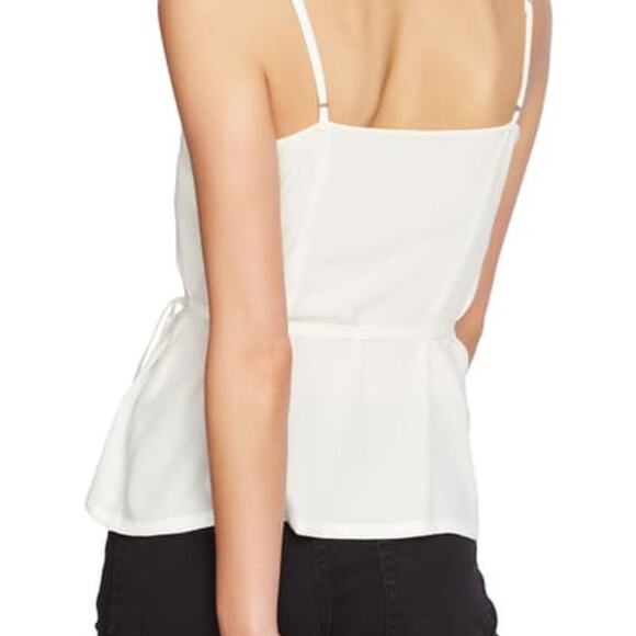 1. State Scalloped Trim Neckline Wrap Romance Shirt Top Blouse White Black Small - Picture 3 of 8